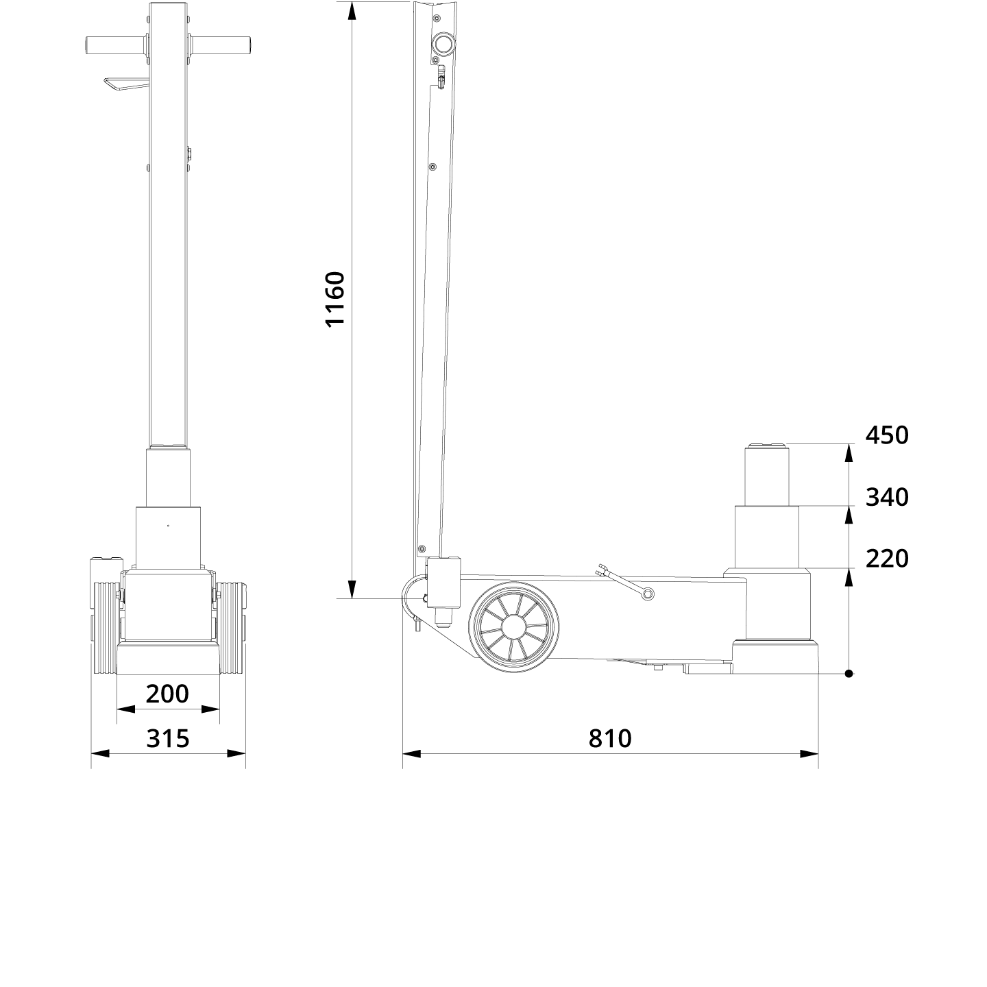 Air Hydraulic Jack 50 2 Drawing
